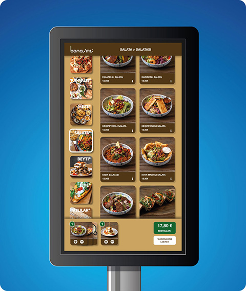 Self order terminal example with product selection menu