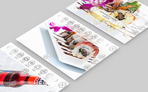 Muestra de diseño de menú electrónico de Sushi Factory