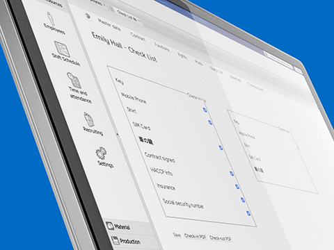 Checklist in personeelsdossier OktoPOS Manager op laptop, checklist in personeelsdossier