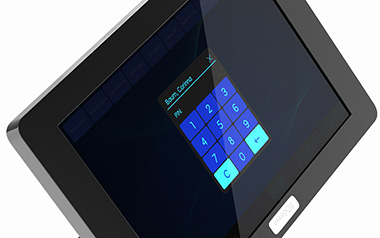 Eine Kasse mit Pineingabe für Mitarbeiter Anmeldung