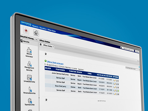 Auflistung der Stellenausschreibungen in der management Software