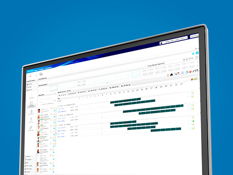 Mitarbeiter Wochenübersicht mit Balkendiagramm