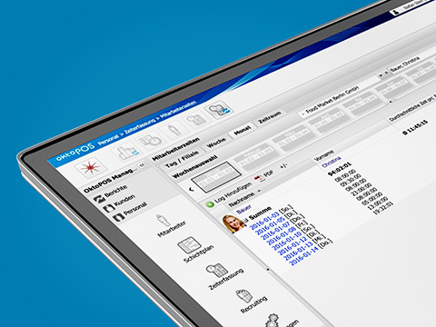Übersicht der Mitarbeiterzeiten in der management software