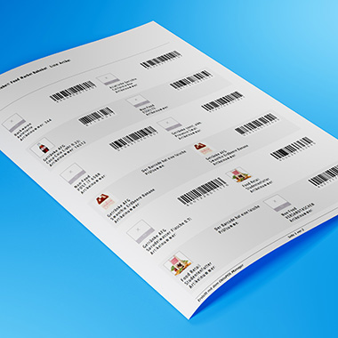 Folha de papel com lista de códigos de barras