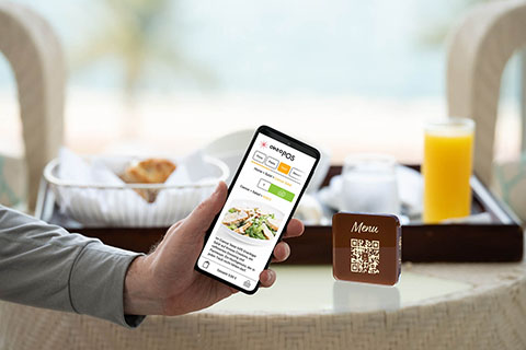 Smartphone with order menu on display
