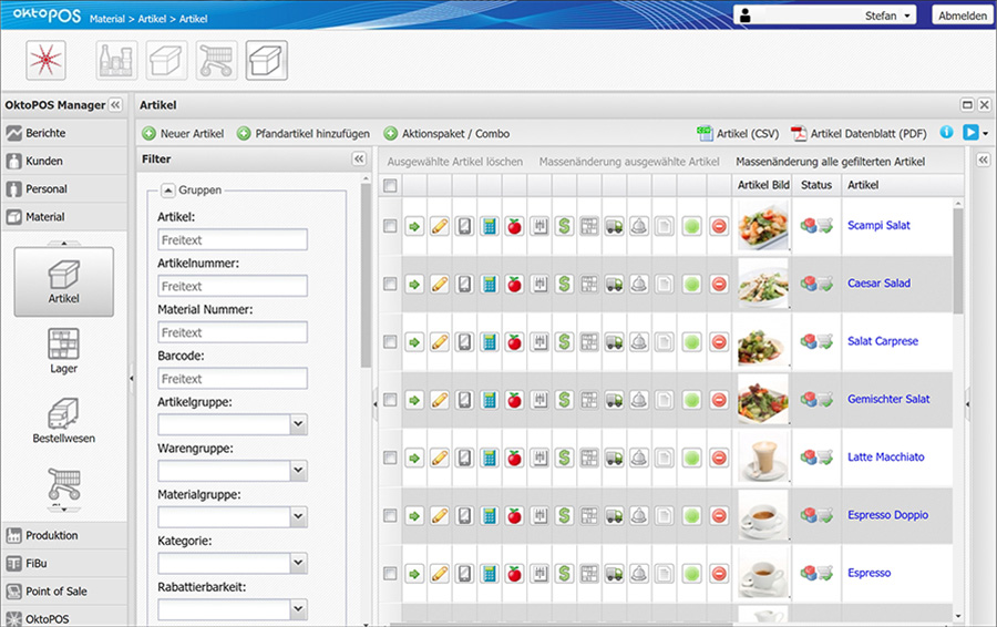 OktoPOS Manager cash register management Management software screenshot