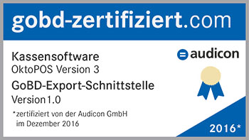 GoBD zertifiziertes Kassensystem mit OktoPOS Kassenzertifikat, GoBD zertifiziert